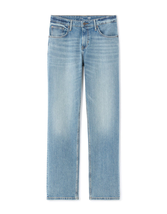 Straight-Fit Stretch Cotton Jeans - Light Blue — view 1