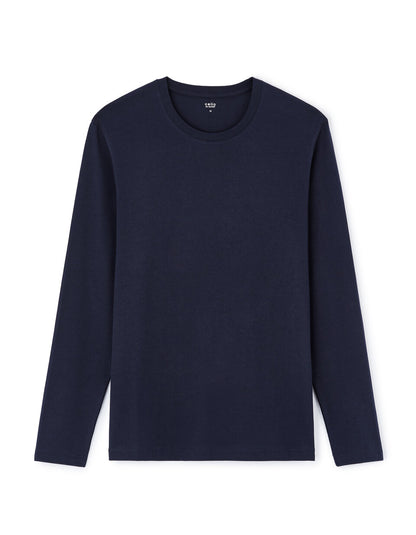 Regular-Fit Pure Cotton Long-Sleeve T-Shirt - Navy — view 1