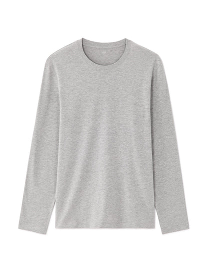 Regular-Fit Cotton-Blend Long-Sleeve T-Shirt - Heather Grey — view 1