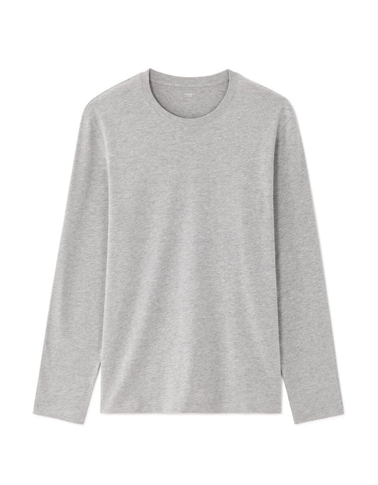 Regular-Fit Cotton-Blend Long-Sleeve T-Shirt - Heather Grey — view 1
