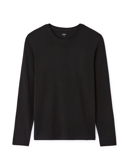 Regular-Fit Pure Cotton Long-Sleeve T-Shirt - Black — view 1