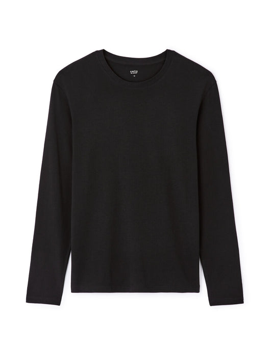 Regular-Fit Pure Cotton Long-Sleeve T-Shirt - Black — view 1
