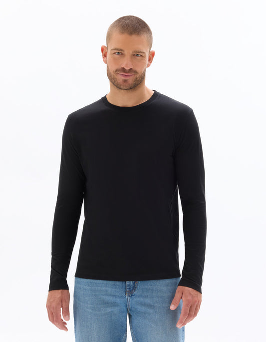 Regular-Fit Pure Cotton Long-Sleeve T-Shirt - Black — view 2