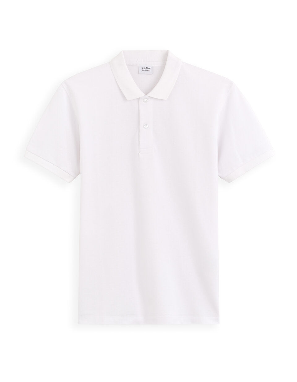 Regular-Fit Longline Pure Cotton Pique Polo Shirt - White — view 1