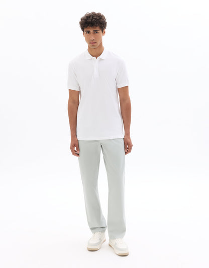 Regular-Fit Longline Pure Cotton Pique Polo Shirt - White — view 3