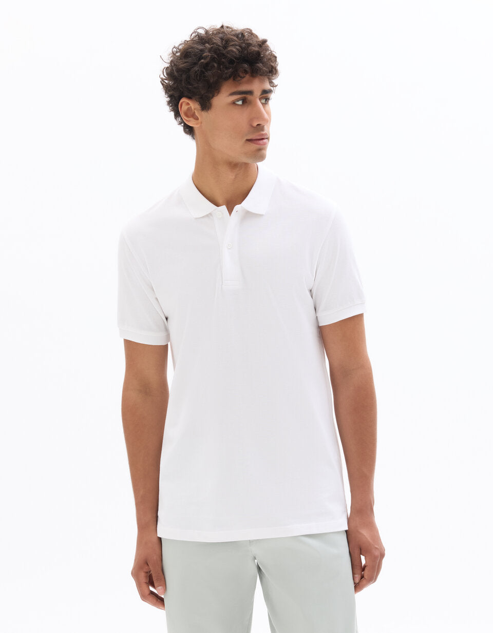 Regular-Fit Longline Pure Cotton Pique Polo Shirt - White — view 2