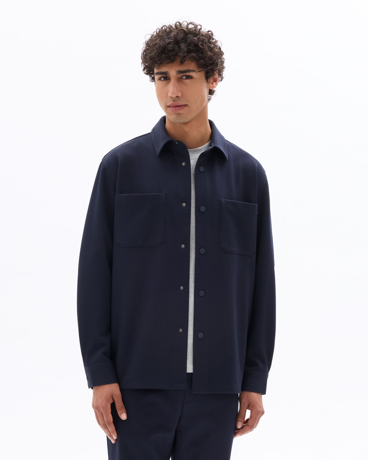 Comfort Two-Pocket Overshirt - Navy — view 2