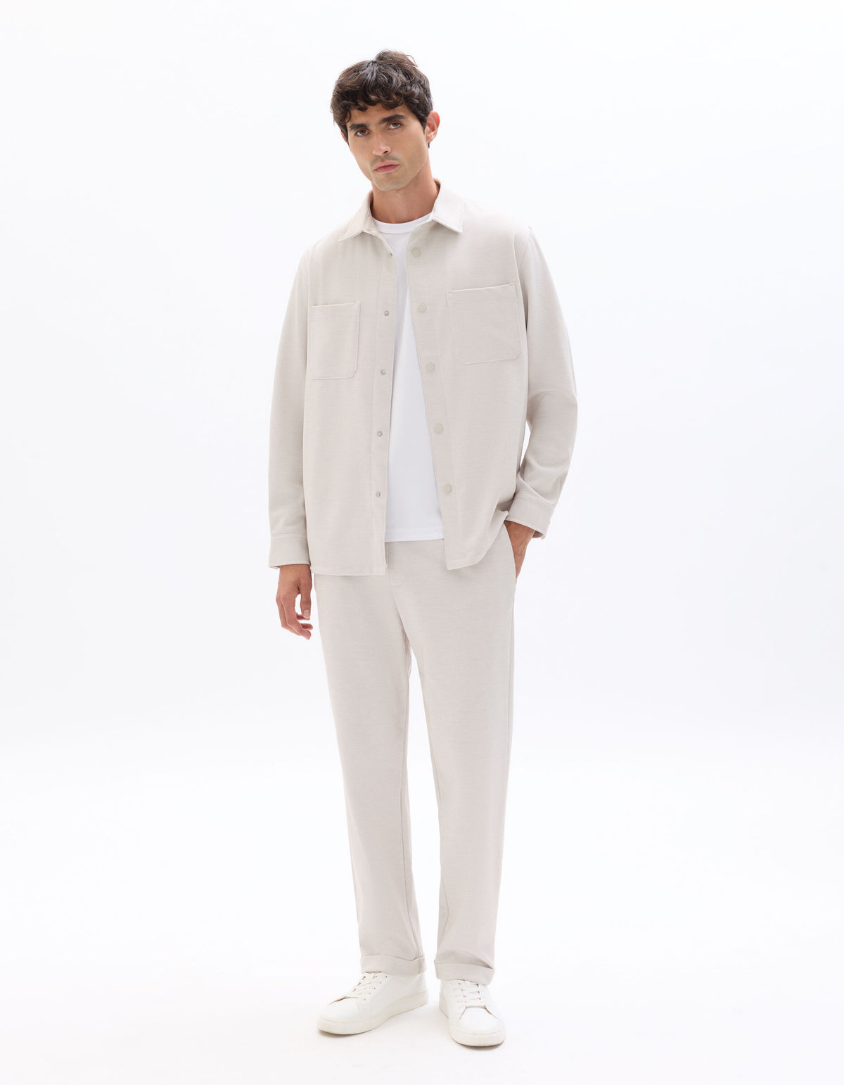 Comfort Two-Pocket Overshirt - Beige — view 3