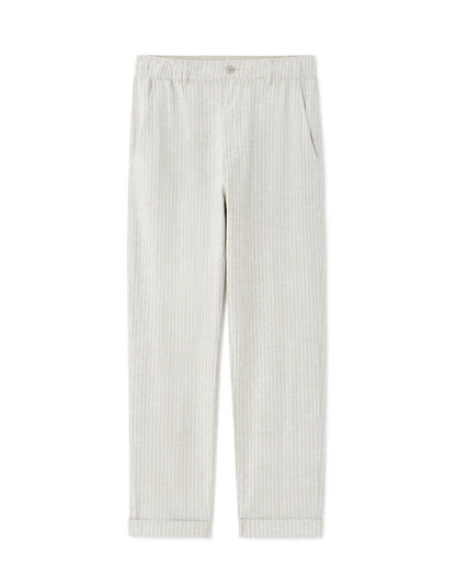 Striped Linen-Cotton Trousers - Green — view 1