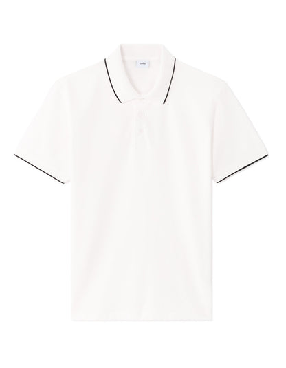 Regular-Fit Pure Cotton Pique Polo Shirt - White — view 1