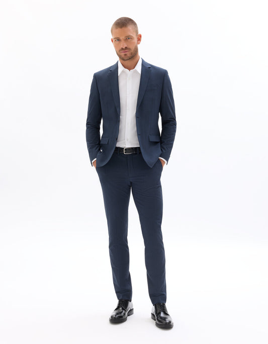 Slim-Fit Bi-Stretch Suit Jacket - Navy — view 2