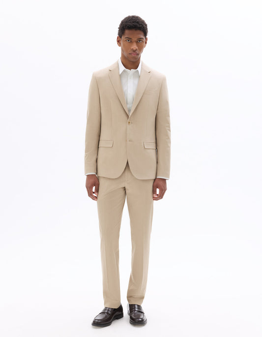Slim-Fit Bi-Stretch Suit Jacket - Beige — view 2