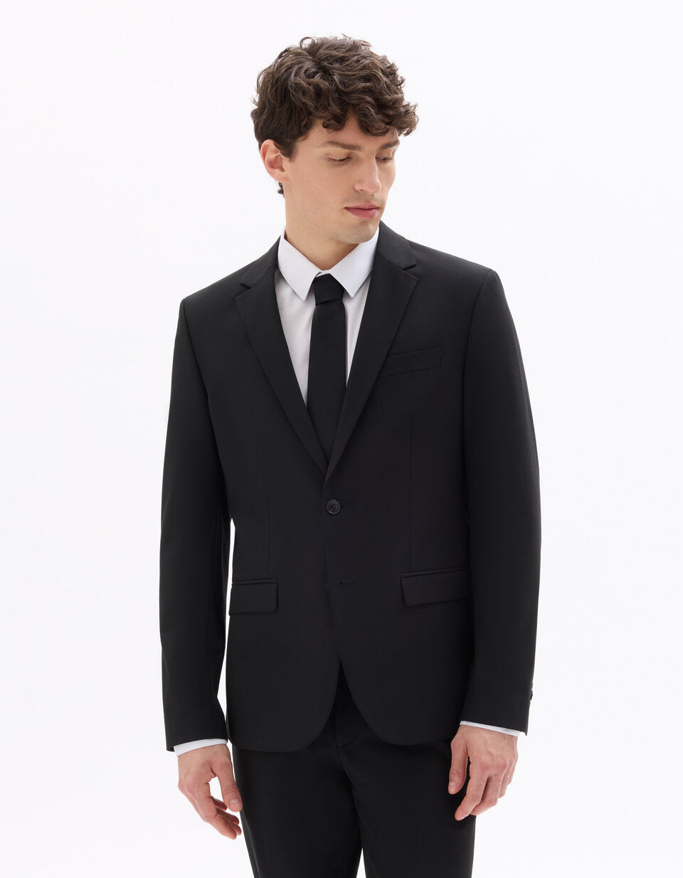 Slim-Fit Bi-Stretch Suit Jacket - Black — view 3