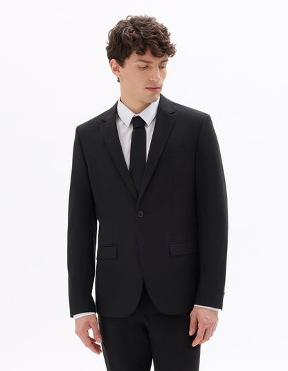 Slim-Fit Bi-Stretch Suit Jacket - Black — view 3