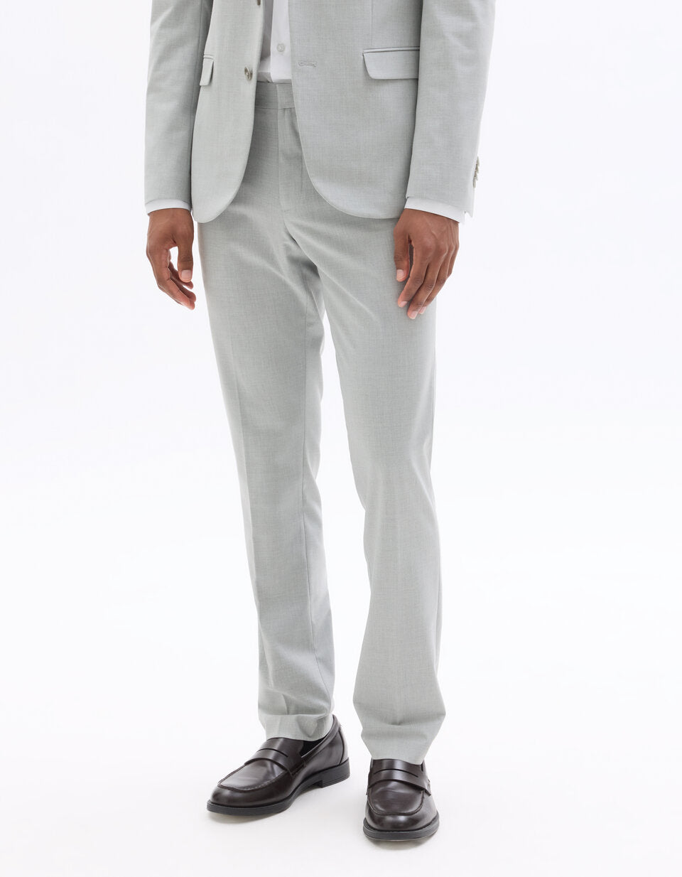 Slim-Fit Bi-Stretch Suit Trousers - Light Grey — view 3