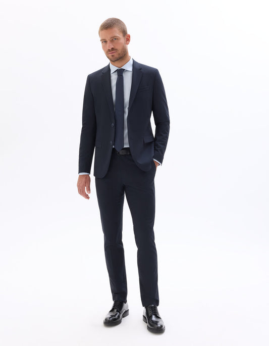 Slim-Fit Bi-Stretch Suit Trousers - Navy — view 2