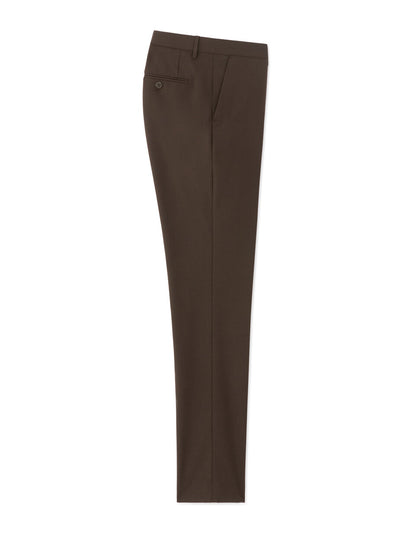 Slim-Fit Bi-Stretch Suit Trousers - Brown — view 1