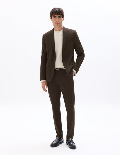 Slim-Fit Bi-Stretch Suit Trousers - Brown — view 2