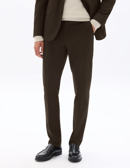 Slim-Fit Bi-Stretch Suit Trousers - Brown — view 3