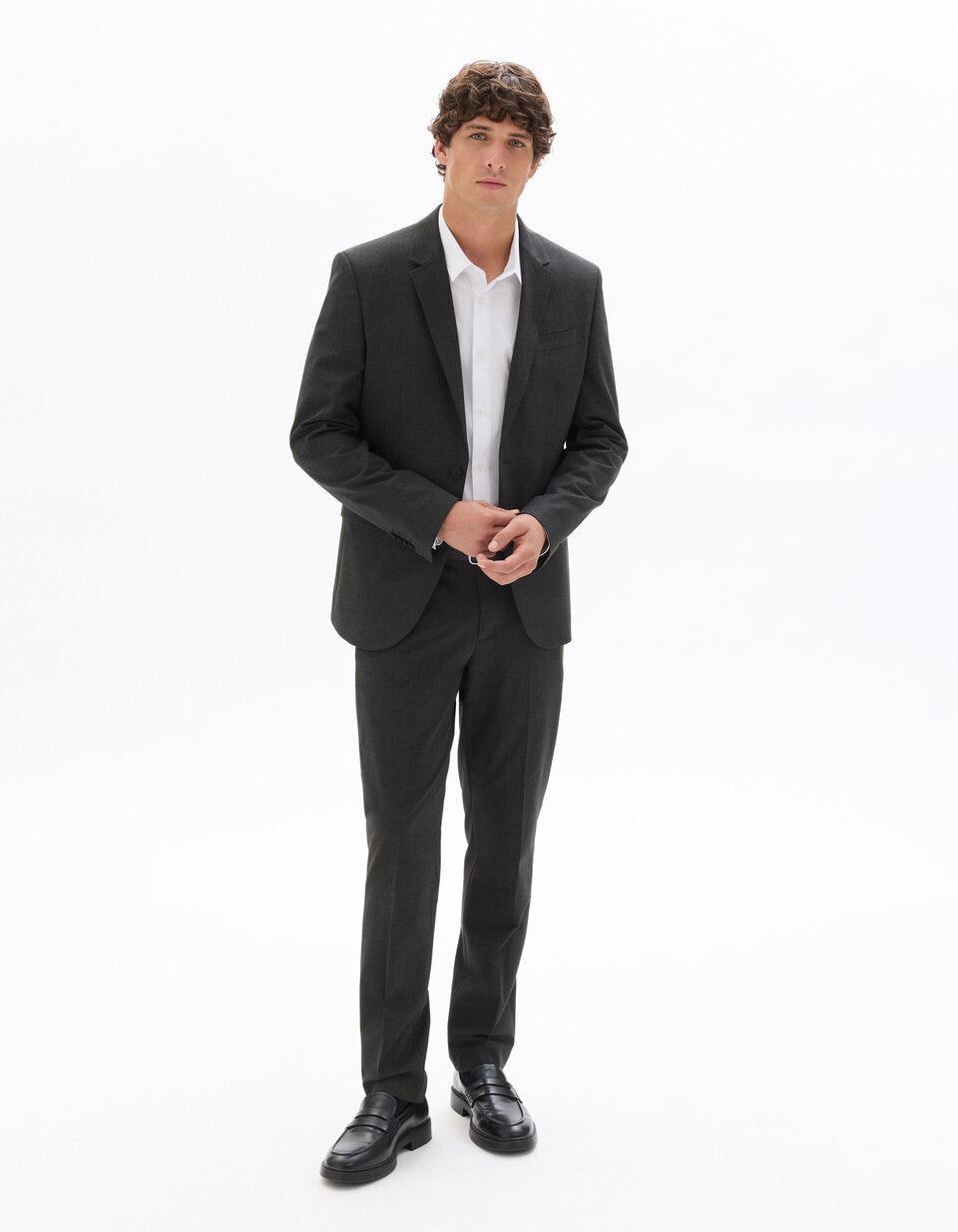 Slim-Fit Bi-Stretch Suit Trousers - Dark Grey — view 2