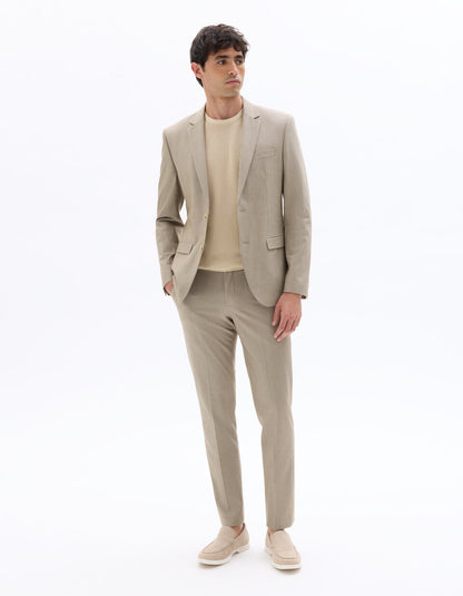 Slim-Fit Bi-Stretch Suit Trousers - Dark Beige — view 2