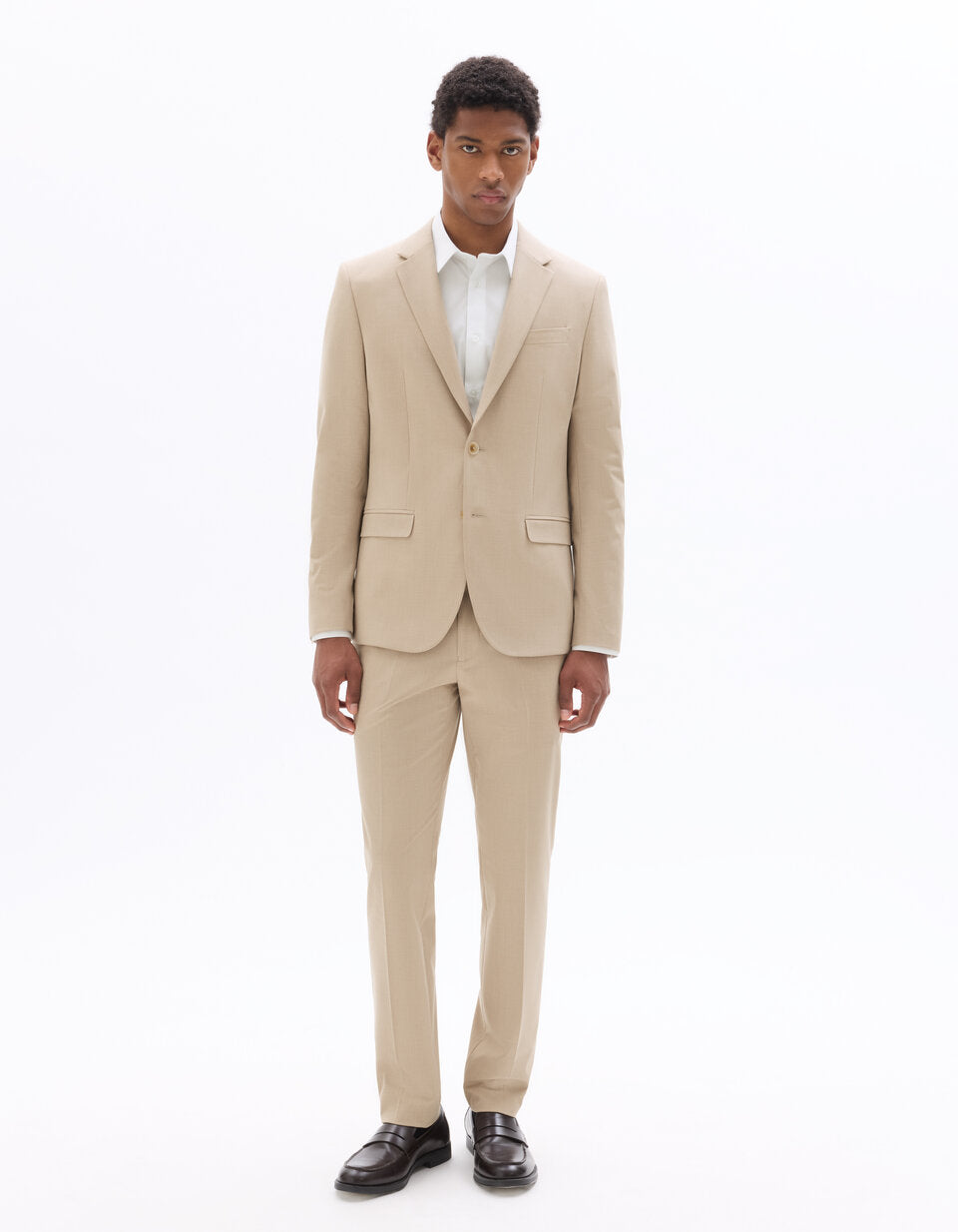 Slim-Fit Bi-Stretch Suit Trousers - Beige — view 2
