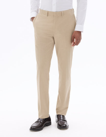 Slim-Fit Bi-Stretch Suit Trousers - Beige — view 3