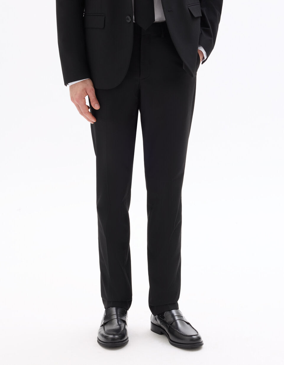 Slim-Fit Bi-Stretch Suit Trousers - Black — view 3