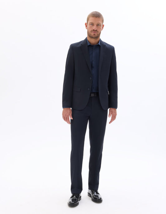 Regular-Fit Bi-Stretch Suit Trousers - Navy — view 2