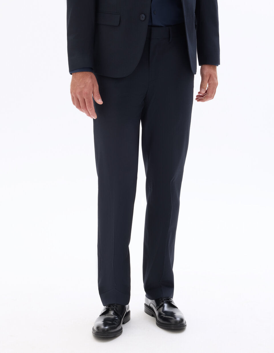 Regular-Fit Bi-Stretch Suit Trousers - Navy — view 3