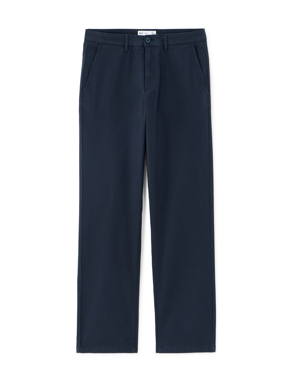 Straight-Fit Stretch Cotton Chinos, Standard Length - Navy — view 1
