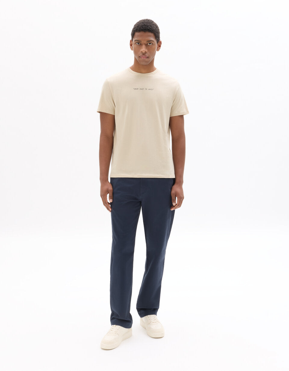 Straight-Fit Stretch Cotton Chinos, Standard Length - Navy — view 2