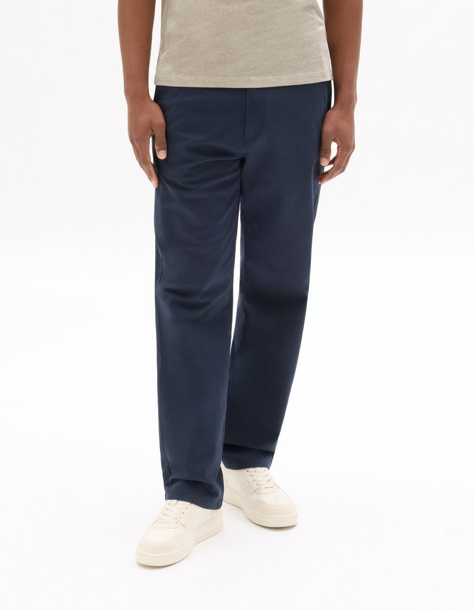 Straight-Fit Stretch Cotton Chinos, Standard Length - Navy — view 3