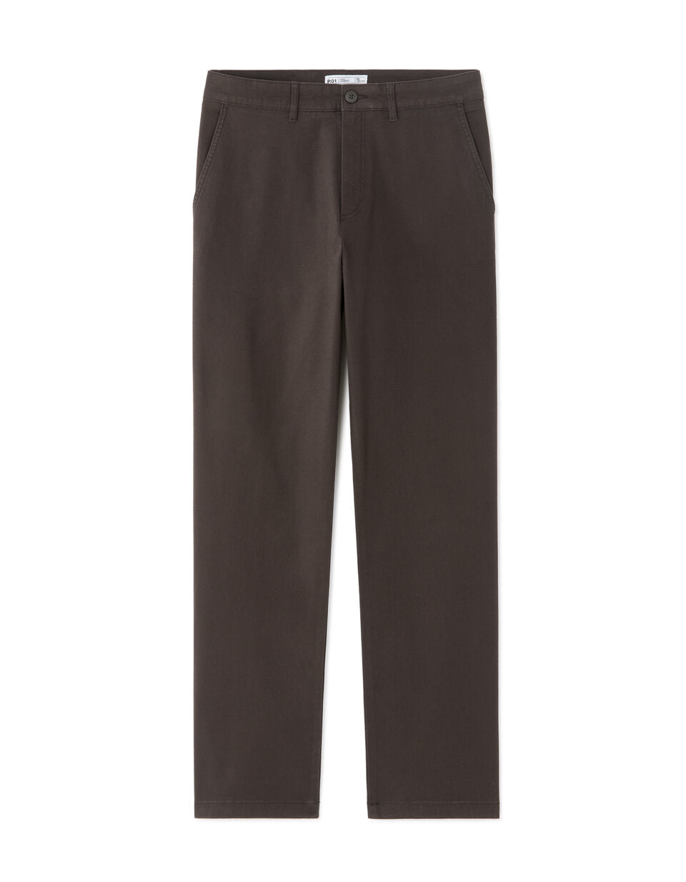 Straight-Fit Stretch Cotton Chinos, Standard Length - Dark Brown — view 1