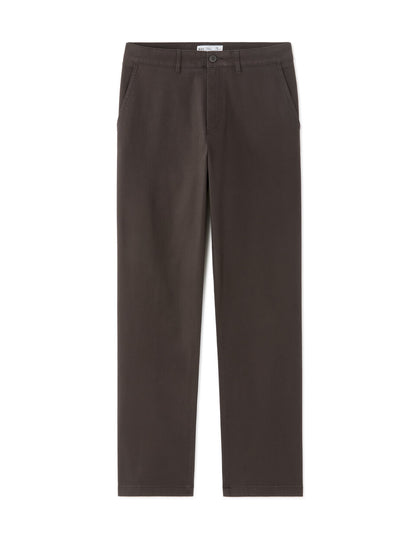 Straight-Fit Stretch Cotton Chinos, Standard Length - Dark Brown — view 1