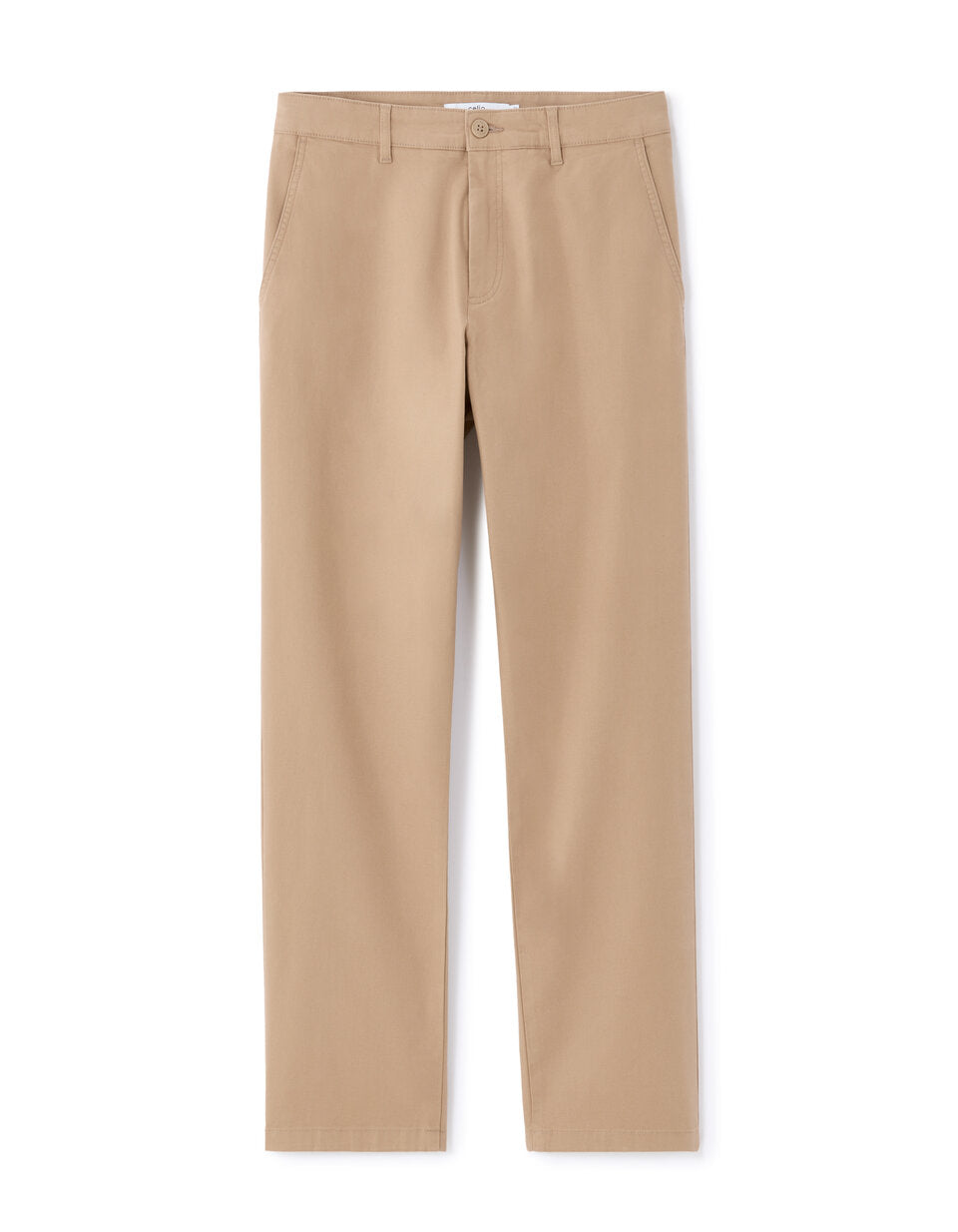 Straight-Fit Stretch Cotton Chinos, Standard Length - Beige — view 1