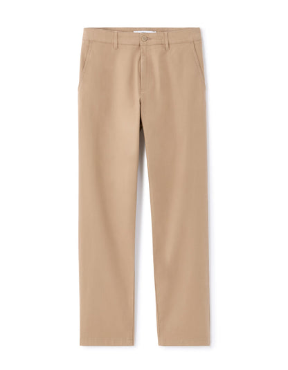 Straight-Fit Stretch Cotton Chinos, Standard Length - Beige — view 1