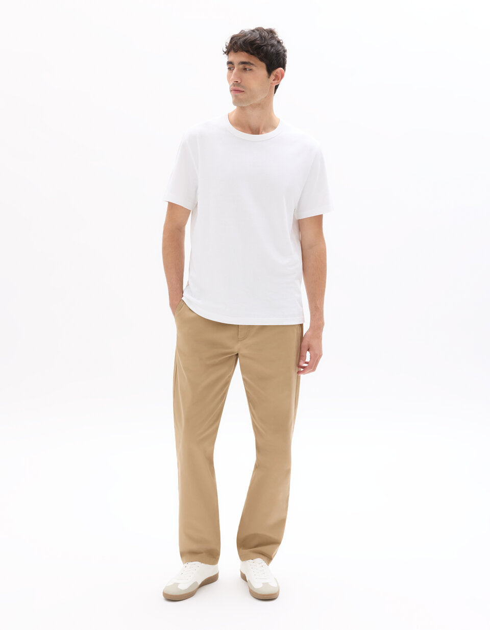 Straight-Fit Stretch Cotton Chinos, Standard Length - Beige — view 2