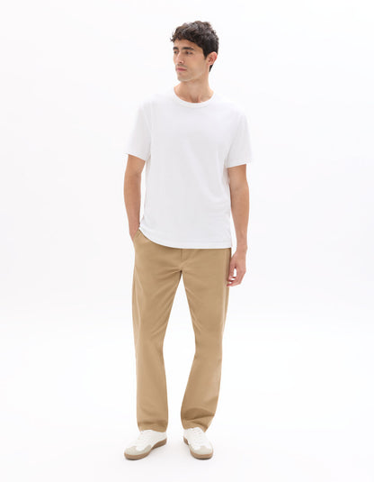 Straight-Fit Stretch Cotton Chinos, Standard Length - Beige — view 2