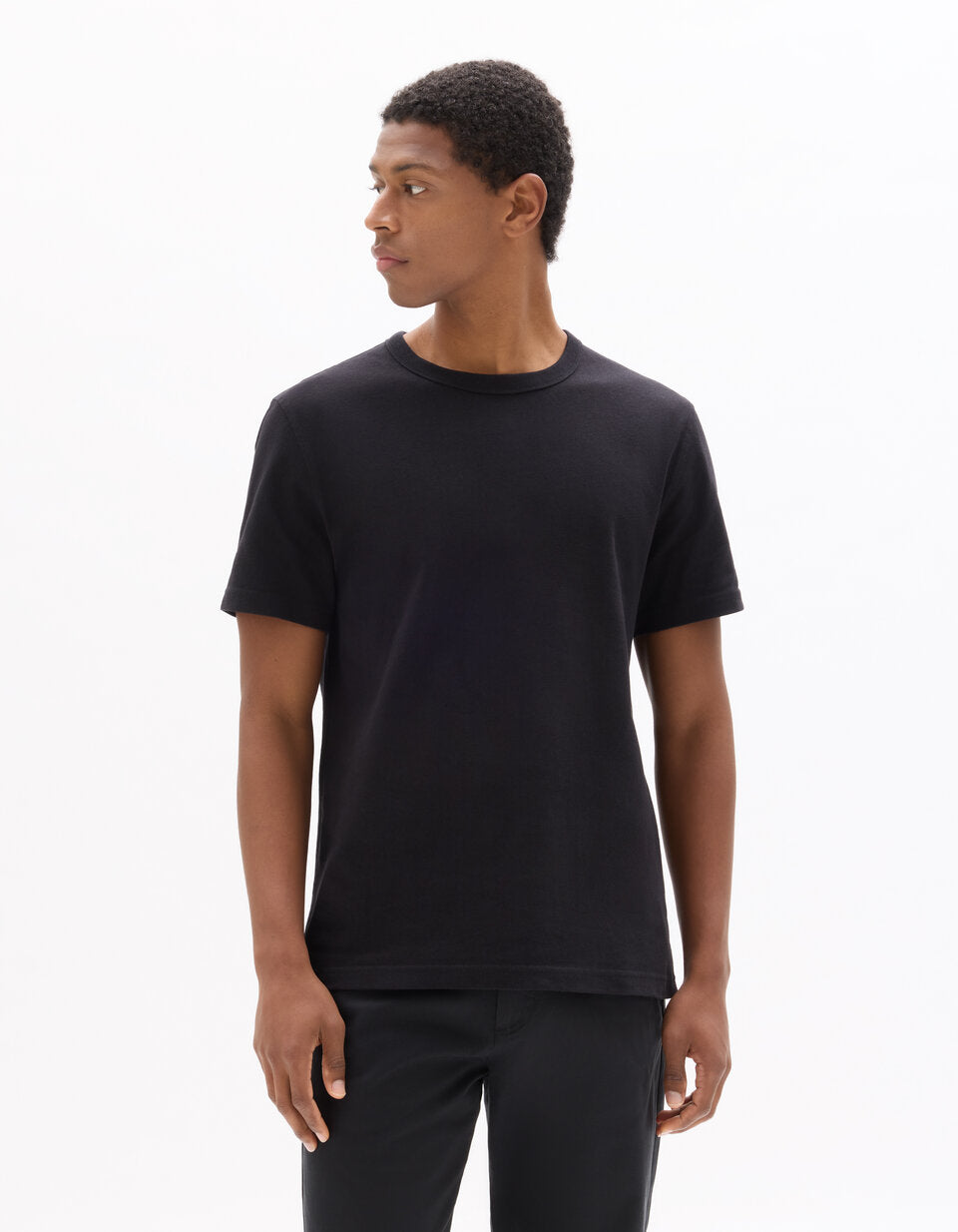 Boxy Heavyweight Pure Cotton Crew-Neck T-Shirt - Black — view 3