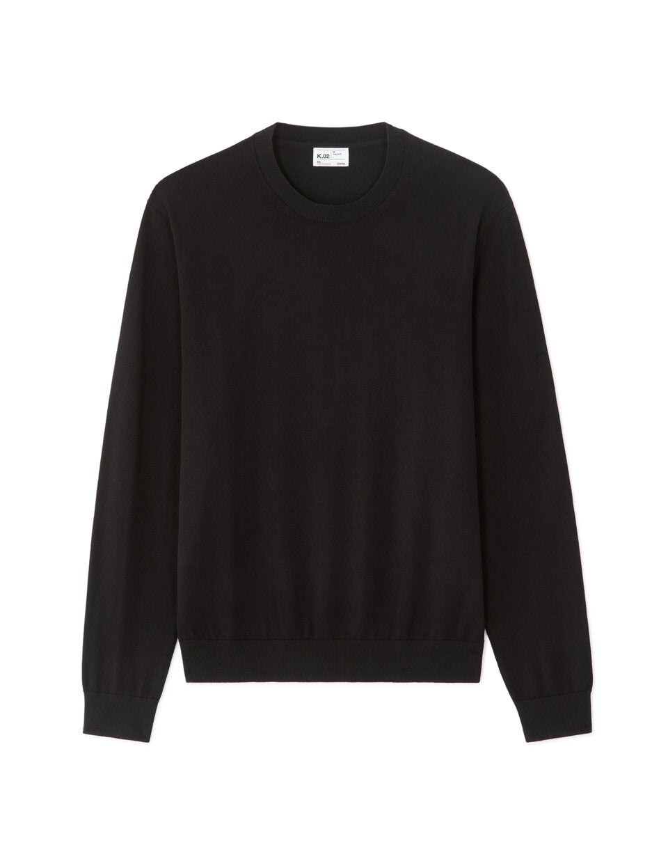 Fine-Knit Crew-Neck Sweater - Black — view 1