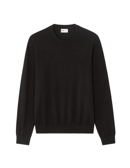 Fine-Knit Crew-Neck Sweater - Black — view 1