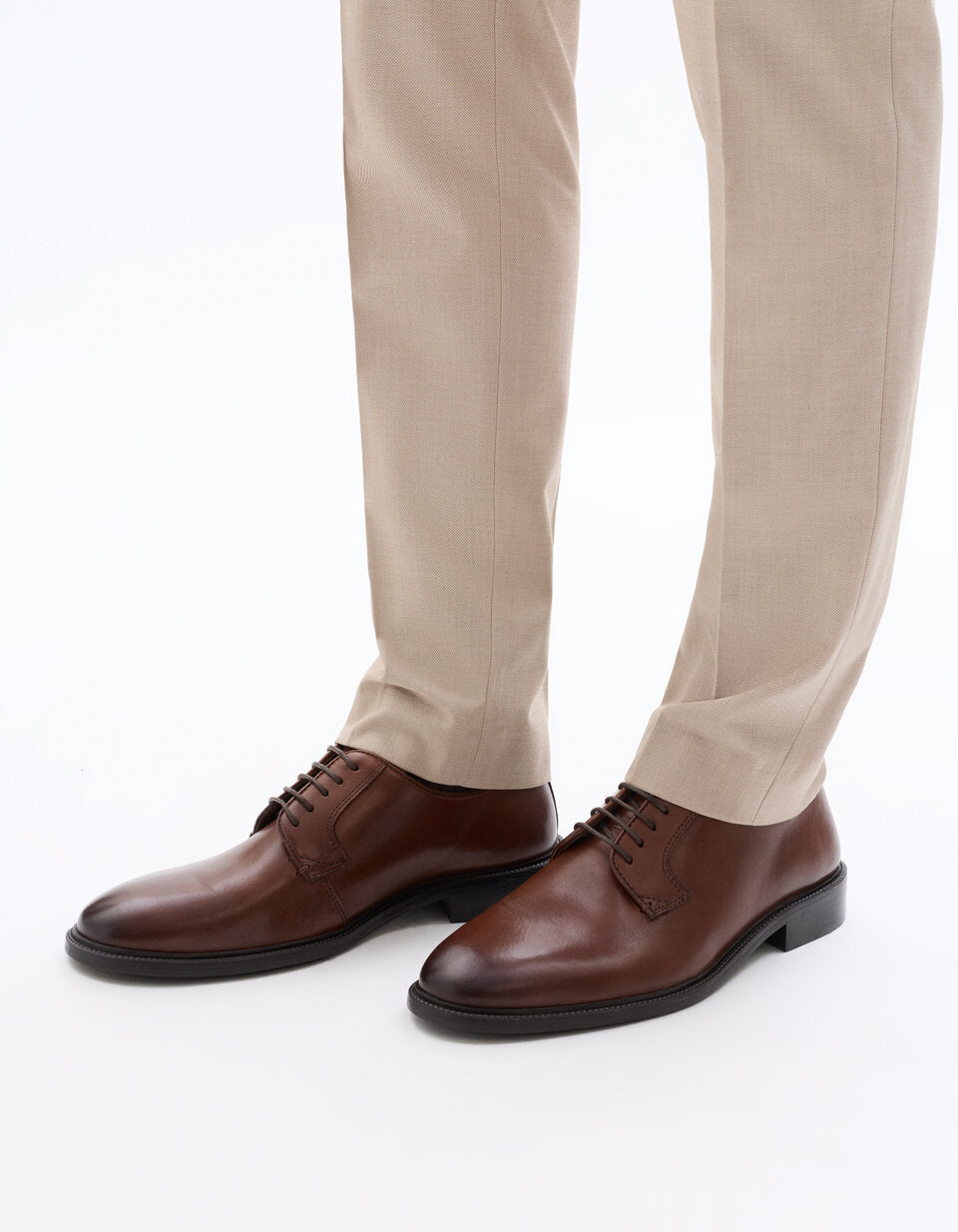 Leather Derby Shoes - Brown — view 2
