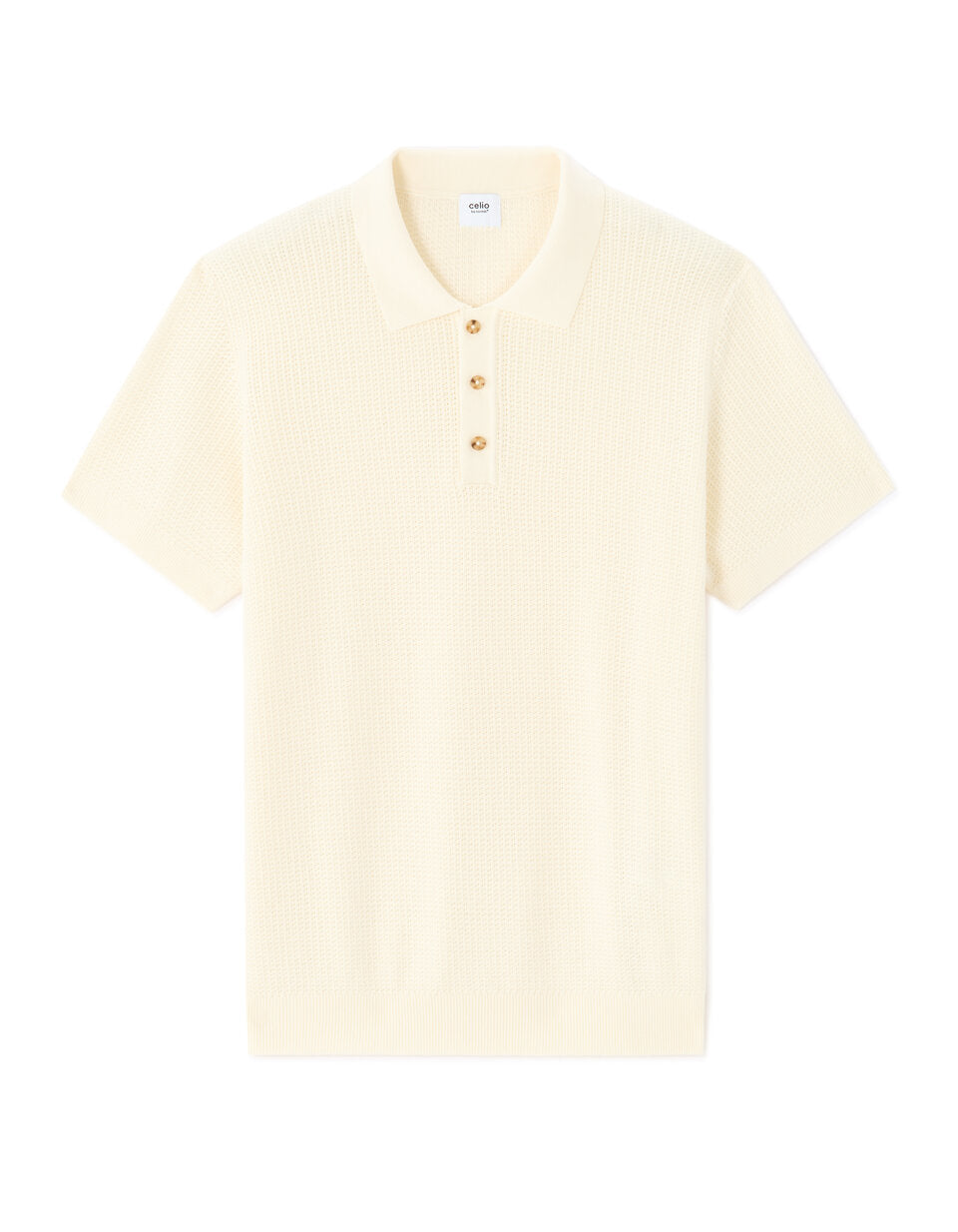 Regular-Fit Textured Knit Polo Shirt - White — view 1