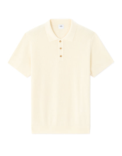 Regular-Fit Textured Knit Polo Shirt - White — view 1