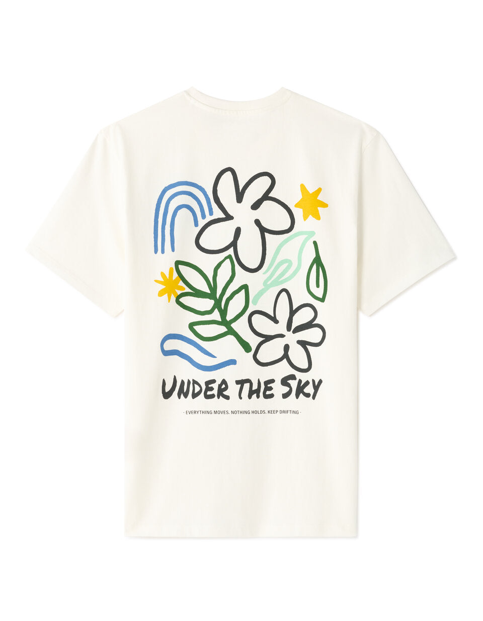 Boxy Pure Cotton Crew-Neck Naive Print T-Shirt - Ecru — view 1