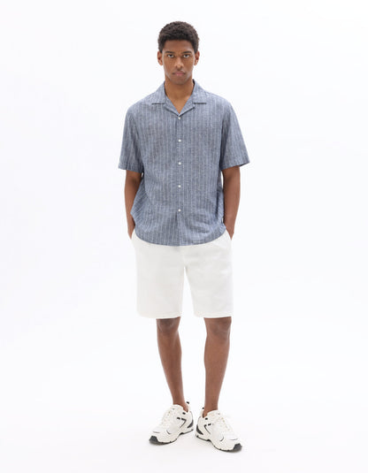 Textured Pure Cotton Bermuda Shorts - White — view 2