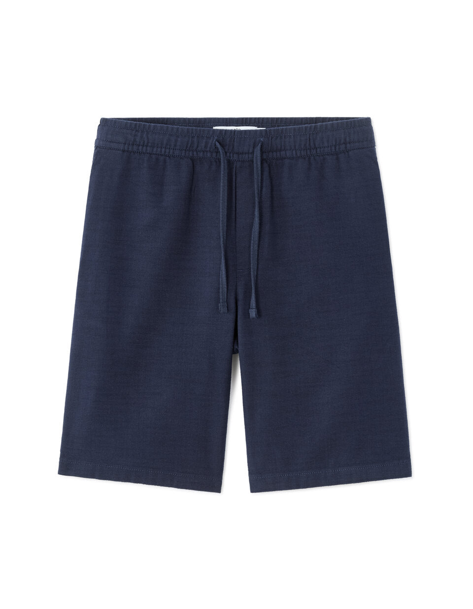 Textured Pure Cotton Bermuda Shorts - Navy — view 1