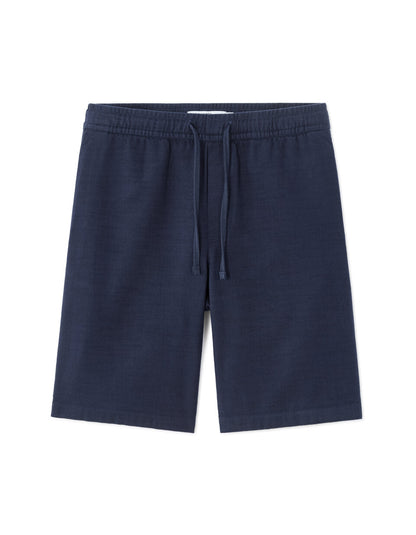 Textured Pure Cotton Bermuda Shorts - Navy — view 1