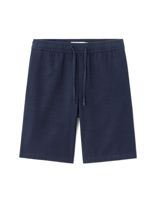 Textured Pure Cotton Bermuda Shorts - Navy — view 1